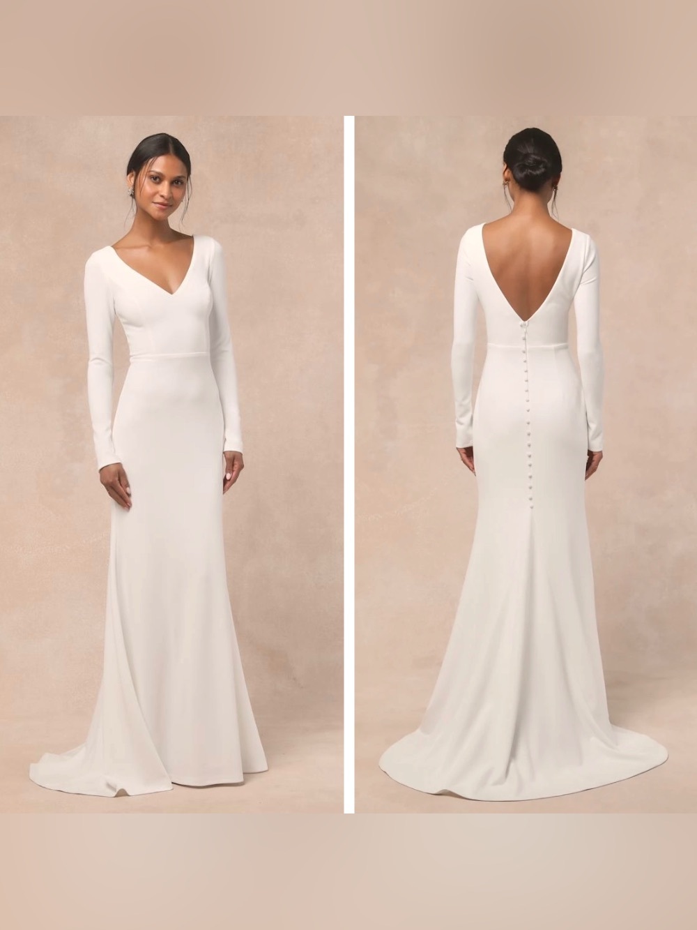 NWT Lulus Feeling of Forever White Long Sleeve Mermaid Maxi Dress, Size Small